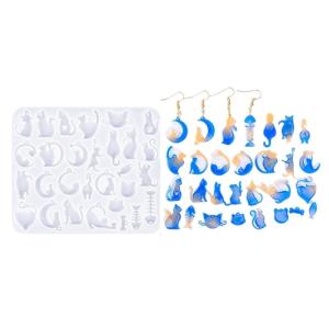 Khuôn silicon Cho Nhựa Mặt Trăng Và Mèo Hình Dạng Thủ Công khuôn silicon nhựa Epoxy Phụ Kiện Để Làm Phụ Kiện