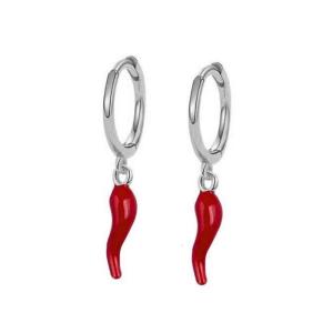 Phong cách Ớt Cay Vòng cổ quyến rũ và Bộ Bông tai mạ vàng nhẹ bằng thép không gỉ thời trang