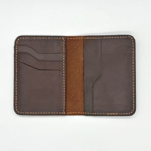 Mens Retro Crazy Horse Leather Small Card Holder Ultra-thin Certificate Mini Small Wallet