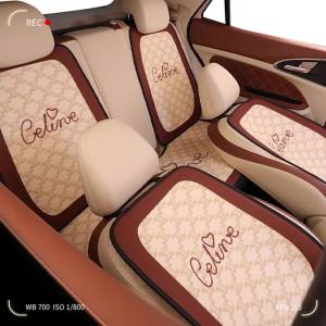 网红ins汽车坐垫四季通用三件套免绑防滑女神款时尚潮流车用座垫Selebriti internet di tempat duduk kereta kusyen empat musim universal set tiga helai kusyen tempat duduk kereta trend fesyen tanpa tali leher