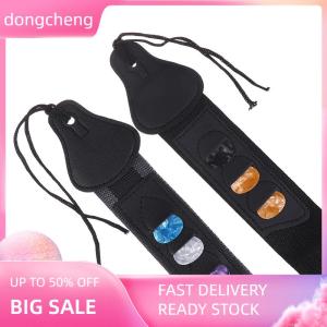 dongcheng Có thể điều chỉnh guitar điện Dây đeo với 3 Guitar Picks chủ sở hữu PU da kết thúc Acoustic Guitar Bass dây đeo vành đai phụ kiện