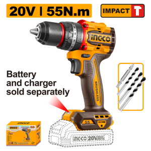 INGCO 20V 55NM CORDLESS IMPACT DRILL | COMPACT BRUSHLESS MOTOR | CDLI20558 CDLI205581
