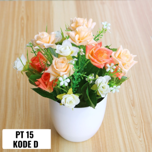 DRPT15 PT16 PT17 Pot Tanaman Hias Bunga Hias Plastik Ornamen Pot Bonsai Artificial Flower Decoration