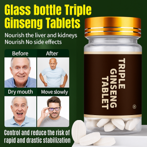 Triple Ginseng Tablets Fatigue Relief Glass Bottle Refined Modern People No Side Effects Pressed Candy