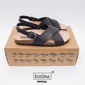 PUK11 - Sandal Đế Trấu BIOLINE Official Quai Da Pu Chữ X Lót Pu Kem Chống Nước