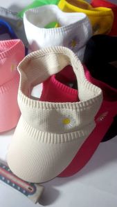 topi sport wanita Visor Polos Bahan Rajut Brand Import Topi Pantai Wanita Golf Korea