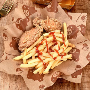 Ginca 50pcs Sandwich Packaging Paper Cartoon Coated Wrapping Disposable Household Oil-proof Chicken Roll Breakfast Baking Kitchen Tool