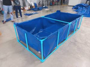 บ่อผ้าใบสําเร็จรูป ขนาด 1x1x1m (กยส) กระชังบก กระชังปลา เพาะเลี้ยงสัตว์น้ํา ผ้าใบอย่างดีหนา 0.5mm ทนทานใช้งานได้นานมากกว่า 5 ปี