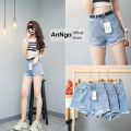 [FREESHIP_50K] Quần short jean nữ lưng cao phối rách denim cotton, rin ngắn phối rách AnNgo - AT73. 