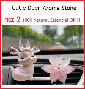 Cutie Deer Aroma Stone+2 Natural Essential Oil/Car Perfume/Aromatherapy/Diffuser Stone Aroma Diffuser 扩香石/5星级天然精油