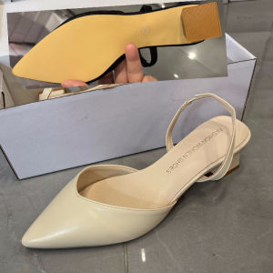 Free Shipping Pointed-Toe WomenS Sandals Chunky-Heeled Spring/Summer High Heels Professional Sandals Mid-Heel Simple Closed-Toe Backless Sandals