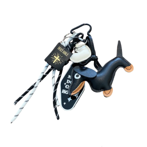 Dachshund Dog PU Leather Keychain Retro Style Key Holder Trendy Key Rings Animal Accessory for Bags and Backpacks