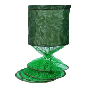 IFFINE 1Pcs Lưới Nylon Lồng nuôi cá Vòng thép SUS 30x200cm Giỏ đựng cá Bền bỉ Có thể gấp gọn Lưới bẫy cá sống Câu cá mùa đông trên sông và biển