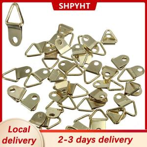 [COD] SHPYHT Local delivery Ship within 24 hours 20Pcs Pack Golden Brass Triangle Photo Picture Frame Wall Mount Hook Hanger Ring