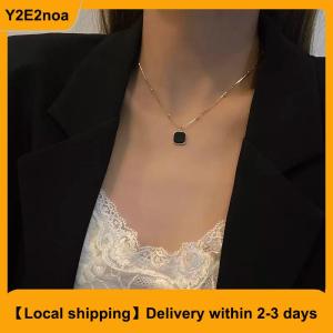 【Local shipping】 Black Exquisite Minimalist Square Pendant Choker Chains Fashion Necklace For Women Jewelry Party Gifts