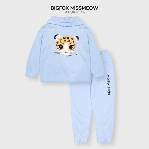 Bộ thu đông bé gái Bigfox Miss Meow kiểu dài tay có mũ chất nỉ phong cách Hàn Quốc size đại trẻ em 3711 tuổi 38kg