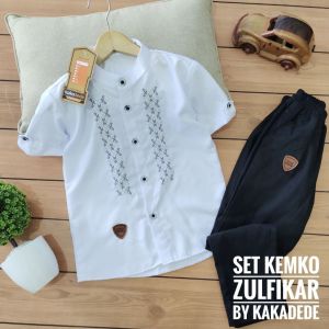 Set Koko Anak Laki-Laki Dzulfikar Kakadede Baju Koko Modern Katun Vito Madinah+Celana Chinos Premium
