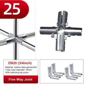 WININ 1Pcs Tròn Khớp nối ống Thép Carbon Mạ Kẽm 20/25/32mm Kẹp cố định Bền bỉ Đầu nối ống Trưng bày quần áo