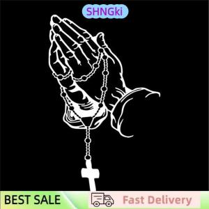 SHNGki Car Praying Hands With Rosary Sticker Decals Religious Vinyl Decal Waterproof Decal Auto Decoration