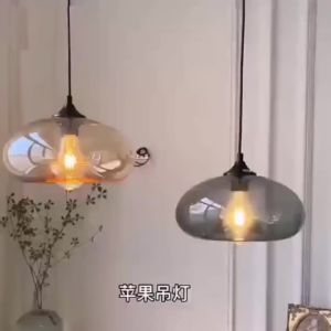 Creative Nordic American Country Retro Simple Restaurant Bar Table Colorful Glass Pendant Light Single Head Apple Pendant Light - Dining Lights Ceiling Light