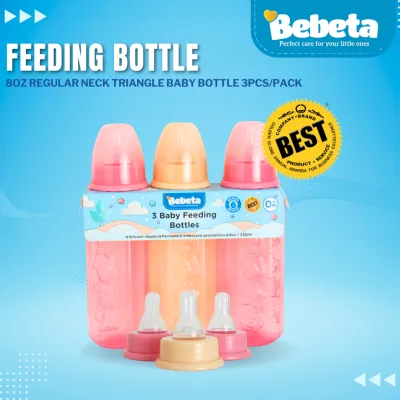 Bebeta F. Bottle 8oz Regular Neck Triangle Baby Bottle Blue 3Pcs/Pack
