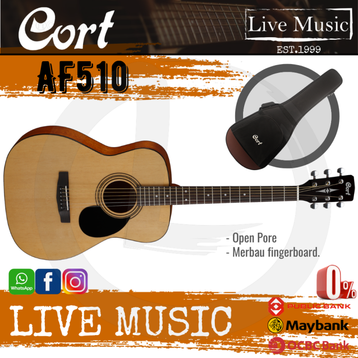Cort AF510 - Acoustic Guitar with Gig Bag - Open Pore (AF-510) | Lazada