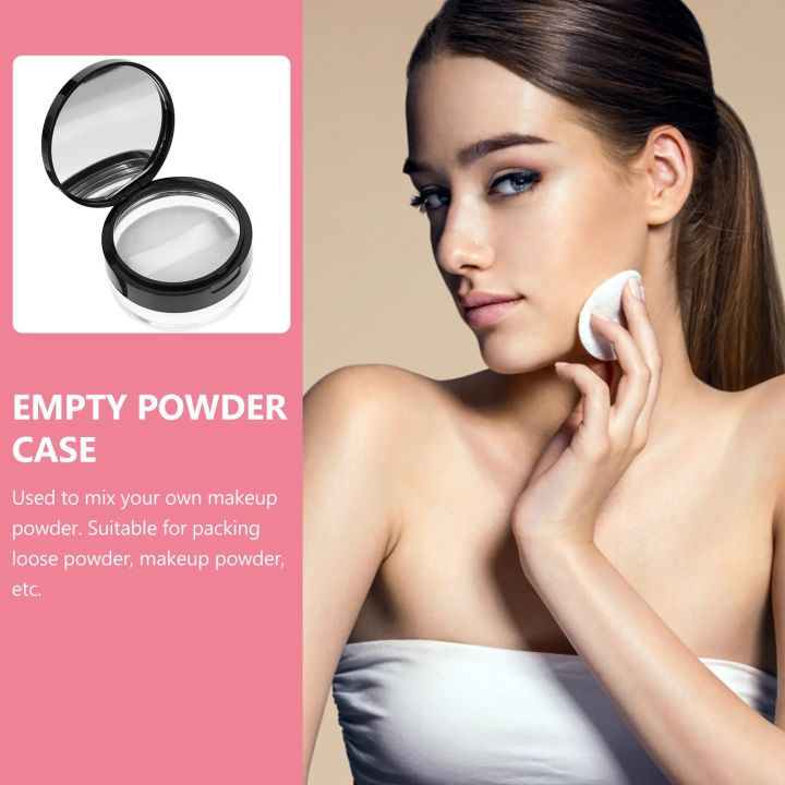 [Hot L] Black Loose Powder Case Empty Powder Container Blusher Powder