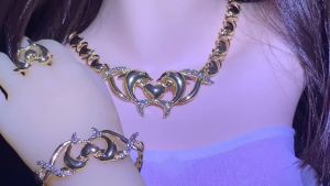 【品质精选】热销18K珠宝迪拜首饰套装女士项链耳环戒指手链饰品四件套