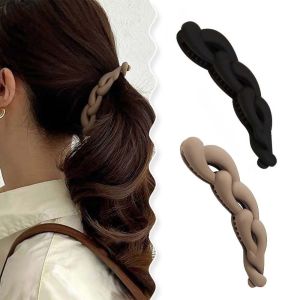 AISHA ไม้กางเขนแบบไขว้ คลิปกล้วยพลาสติก ฝ้าฝ้ากระ 10.5ซม. ค่ะ คลิปผมปูเคลือบ แฟชั่นสำหรับผู้หญิง Barrettes บาร์เร็ตต์ กิ๊บติดผมแบบเกลียว หญิง/หญิง