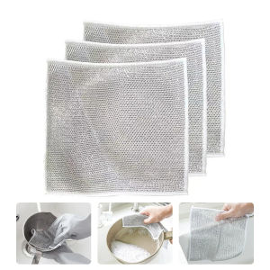 Metal Wire Mesh Cleaning Cloth Household Cleaning Tools Universal Tea Stain Rag Dishwashing Scouring Pad Kitchen Towel