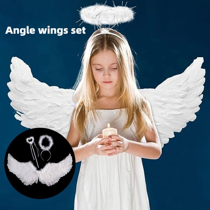 Ekana Angel Wings for Kids Baby Girl Angel Costume White Feather Fairy