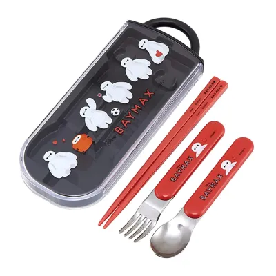 Skater Antibacterial Disney Baymax - Kids Cutlery Set (Chopsticks Fork Spoon)