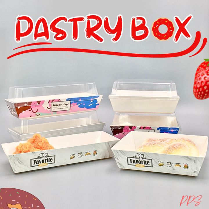 15pcs Snack Tray Sandwich Box With Lid Pastry Dessert Box Clear Lid