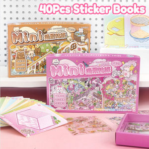 3D Sticker Books Set 40PCS Landscape Collection with Storage Box DIY Cartoon Stickers for Kids Gift