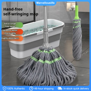 Spin Mop Self-twisting Water-squeezing Retractable Lazy Spin Mop Wet Dry Wiper Cleaning Tools