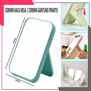 CERMIN LIPAT PERSEGI PORTABLE / STANDING BEAUTY MIRROR KACA DUDUK UNTUK RIAS MAKEUP WAJAH / FOLDABLE