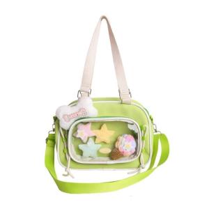 พร้อมกับสายปรับได้จัดเก็บ Essential ในโรงเรียนที่กว้างขวางกระเป๋าสะพายข้างกระเป๋าสะพายไหล่ธีมอนิเมะทำจาก PVC ใสใช้งานได้จริง