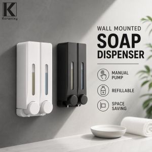 Wall Mounted Soap Dispenser Refillable No Drill Visible Window Large Capacity Space Saving For Bathroom Shower Home