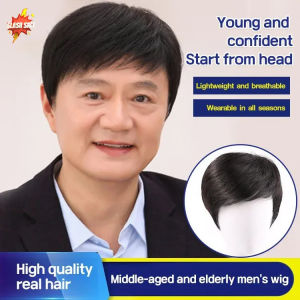 Mens Wig Real Hair Lightweight Breathable / Middle-Aged Business Men Moisture-Proof Wig / For Hair Loss Increase Volume Beauty Hairdressing