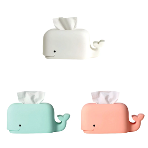 Whale Shaped Tissue Box Cover Silicone Napkin Holder Large Capacity Paper Towel Container for Home Office Apartment