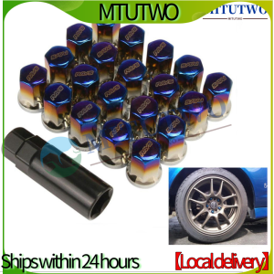 RAVE STEEL Titanium Blue Lug Nuts M12X1.5 32mm Extended Universal Car Racing Wheel Nuts