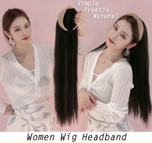 Wig Bando Cantik Motif Menarik / Bando Wig Wanita Lurus Panjang Rambut Halus - Bando Brown