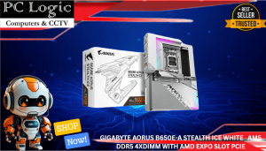 PC LOGIC | GIGABYTE AORUS B650E-A Stealth Ice White Motherboard AM5 PCIe 5.0x16 4xDDR5 Slots