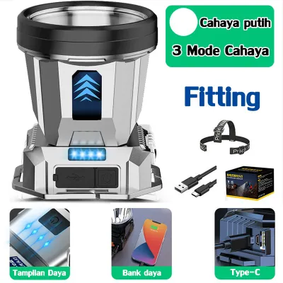 【Terjamin】LED Headlamp 500Watt Penerangan terus menerus selama 800 jam senter super terang lampu depan luar yang kuat lampu depan tahan air sensor gerak senter berkemah senter kepala super terang Iradiasi 30000m