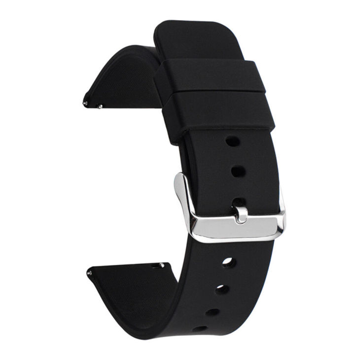 Bracelet Montre Silicone Plat Noir - Plusieurs Tailles 12mm à 24mm - Unisexe - Couleur Noire Discrète Et Confortable