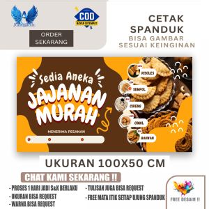 Cetak Spanduk Banner ANEKA JAJANAN MURAH Ukuran 100X50 cm Bisa Request
