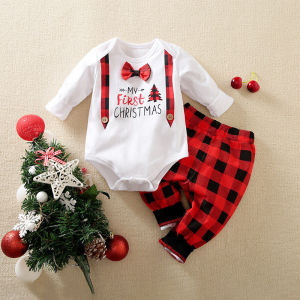 Baby Clothes Cotton Christmas Style Jumpsuit Santa Claus Long Sleeve Bodysuit Romper For 0-24months Baby Boys Girls