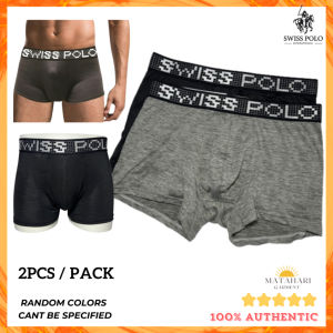 (MG)Swiss Polo 2pcs Box Men Boxer Trunk Smooth Comfort Underwear With Printing Design Seluar Dalam Lelaki Ready Stock BT20307