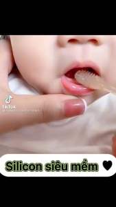 Bộ Tưa Lưỡi Silicol Bộ Dụng Cụ Rơ Lưỡi Cho Bé 2 Trong 1 Chất Liệu Silicol Siêu Mềm