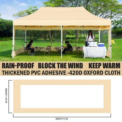 Retractable Tent Khaki Folding Tent Waterproof Nylon Fabric Column Steel Portable 3mx3m retractable tent heavy duty